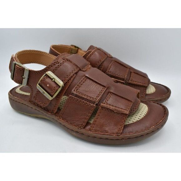 Born‎ Mens Size 12 Miguel Full Grain Leather Dark Tan Bourban Sandals Shoes